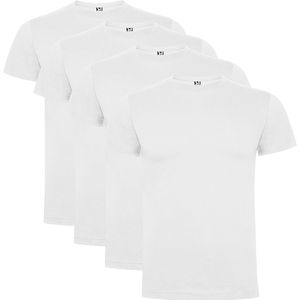 4 Pack Wit t-shirts Roly Dogo Premium Kids 10 jaar 134 - 140