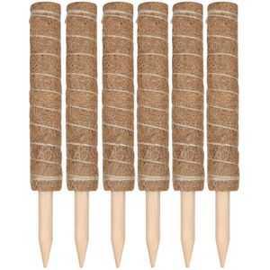 6 stuks - Mosstok - Plantensteun - Plantenstok - Mosstok voor Planten - Kamerplanten - 30CM - bruin - houten