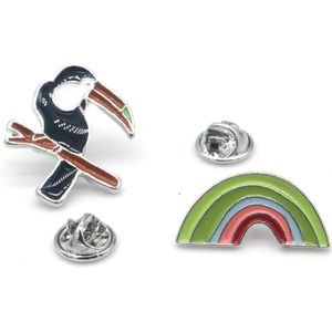 Set Sierspelden – Regenboog & Toekan – Pins – Kleurrijk & Speels – 2 stuks
