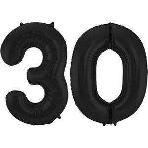 Folat Folie ballonnen - 30 jaar cijfer - zwart - 86 cm - leeftijd feestartikelen