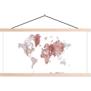 Wanddecoratie - Wereldkaart - Marmer - Koper - Schoolplaat - 90x45 cm - Textielposter - Textiel poster