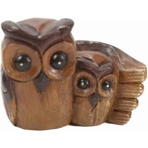 Beeld - Uil, baby - Hout - 12,5x12x7 cm - Sawahasa - Thailand - Fairtrade