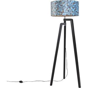QAZQA puros - Klassieke Vloerlamp | Staande Lamp met kap - 1 lichts - H 1510 mm - Multicolor - Woonkamer | Slaapkamer