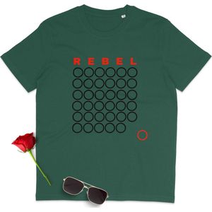 T Shirt Heren - T Shirt Dames - Unisex - Rebel - Korte Mouw - Groen - Maat 3XL