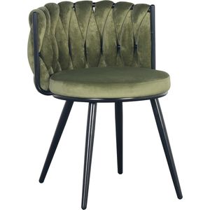 Lucy’s Living Luxe Eetkamerstoel MOON Groen – �ø 53x56x70 cm – hotel chique - binnen – meubilair – meubels – stoelen – wonen – interieur