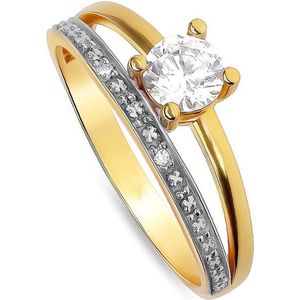 Juwelier Zwartevalk - 14 karaat gouden bicolor ring 11.615/17½--