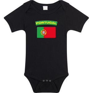Portugal baby rompertje met vlag zwart jongens en meisjes - Kraamcadeau - Babykleding - Portugal landen romper 80