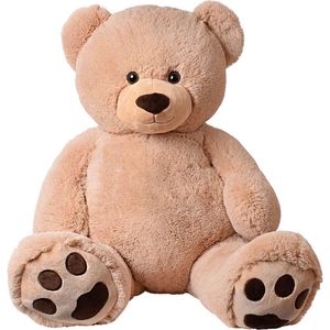 Grote pluche beer Bas lichtbruin teddyberen knuffel 100 cm - Beren knuffeldieren - Speelgoed voor kind