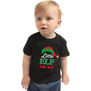 Little elf Kerst t-shirt - zwart - babys - Kerstkleding Kerst outfit 80