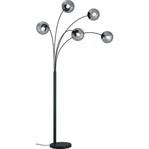 LED Vloerlamp - Torna Balina - E14 Fitting - Rond - Mat Zwart - Aluminium