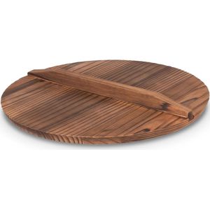 Wokdeksel voor 14 inch woks (35-36 cm), traditioneel houten plat deksel