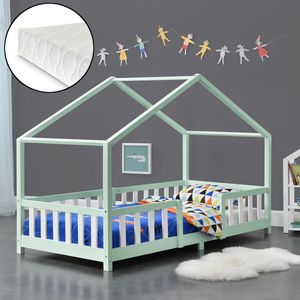 Kinderbed Boniface - Met matras - 90x200 cm - Mint en Wit - Voor meisjes - Voor jongens