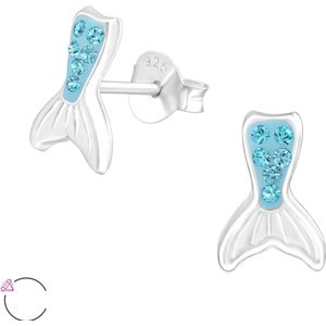 Joy|S - Zilveren zeemeermin staart oorbellen - La Crystale blauw