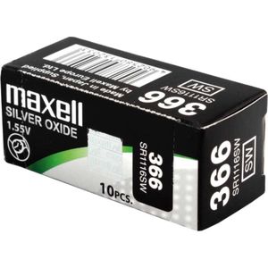 MAXELL - 366 - SR1116SW - Zilveroxide Knoopcel - horlogebatterij - 10 (tien) stuks