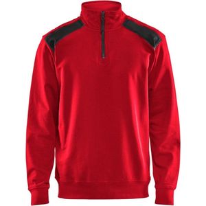 Blaklader Sweatshirt bi-colour met halve rits 3353-1158 - Rood/Zwart - XS