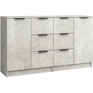 vidaXL Dressoirs - 2 stuks - 60x30x70 cm - Betongrijs Dressoir - Commode - Betonlook - Grijze Meubel - Houten Dressoir