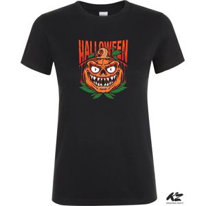 Klere-Zooi - Halloween - Pumpkin #1 - Zwart Dames T-Shirt - XL