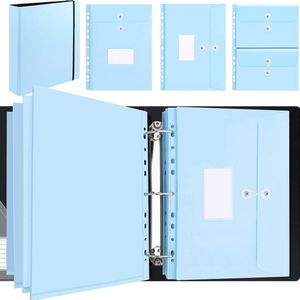 Ordner ringmap, bestandsorganizer met 10 stuks documentenvakken, A4, opbergbaar, folietuis, uitbreidbare geperforeerde vakken, verzamelmappen organiseren van documenten, foto's, brieven, blauw
