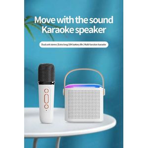 Mini Karaoke set - Draagbare Draadloze Dubbele Microfoon - Karaoke Machine - Bluetooth - Pa Speaker - Ktv - Dsp Systeem - Hifi Stereo Geluid - Rgb - Kleurrijke Led Verlichting