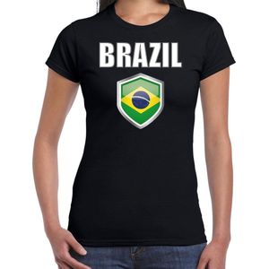 Brazilie landen t-shirt zwart dames - Braziliaanse landen shirt / kleding - EK / WK / Olympische spelen Brasil outfit XS