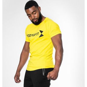 Body & Fit Essential Relax T Shirt - Sportshirt Heren – Slim Fit Sport T-Shirt – Maat XL - Geel