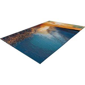 Lalee Summer - Vloerkleed - Outdoor indoor- Buitengebruik - Flatwave - tuin -sunset kleed - strand Tapijt - rotsen Karpet - 120x170 cm- blauw tera