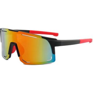 Sport Zonnebril 2024 - Fietsbril - Sportbril - Skibril - Zwart Rood - Rood Spiegel