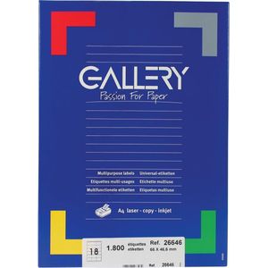 Gallery witte etiketten ft 66 x 46,6 mm (b x h), ronde hoeken, doos van 1.800 etiketten