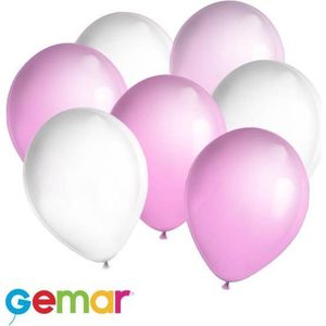 30 ballonnen Pink en Wit (Ook geschikt voor Helium)