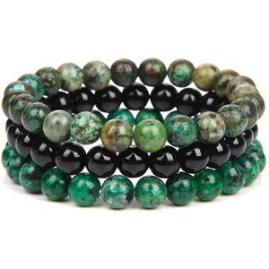 Bixorp Gems Afrikaanse Turkoois + Onyx + Kambamba Jaspis Edelstenen Armbanden Set - Edelsteen Kralenarmband