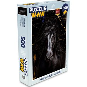 Puzzel Paard - Goud - Marmer print - Legpuzzel - Puzzel 500 stukjes