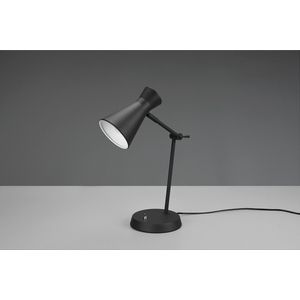 LED Bureaulamp - Tafelverlichting - Trion Ewomi - E27 Fitting - Rond - Mat Zwart - Aluminium