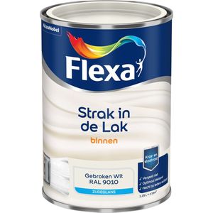 Flexa Strak in de Lak - Watergedragen - Zijdeglans - Gebroken Wit - 1,25 liter