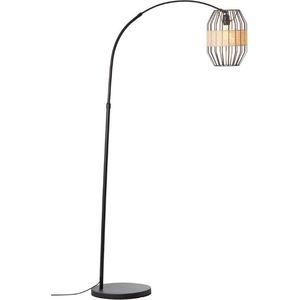 Brillant | Slope arc vloerlamp 1.5m zwart/naturel | 1x A60, E27, 52W, geschikt voor normale lampen (niet meegeleverd)