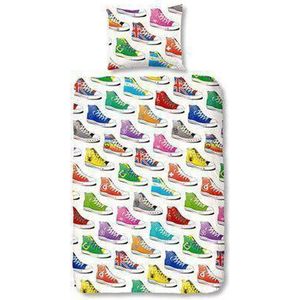 Sneaker flanel kinder dekbedovertrek - Multi - Junior (120x150 cm + 1 sloop)