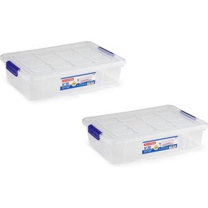 PlasticForte 4x Opslagbox met deksel 5 liter transparant 26x40x8 cm