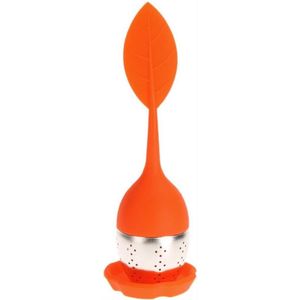 Scoby - Thee-Ei - Theezeefje - Theeblaadje Voor Losse Thee - Met Houder - Tea Infuser - 1 Stuk - Oranje