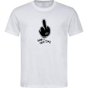 Wit T shirt met  "" Have a Nice Day "" print Zwart size M