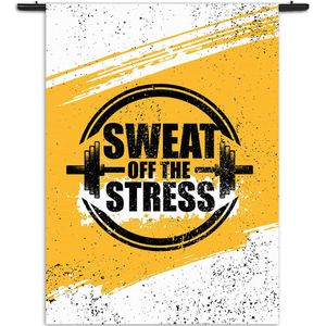 Mezo Wandkleed Sweat Off Time Stress Rechthoek Verticaal XL (210 X 150 CM) - Wandkleden - Met roedes