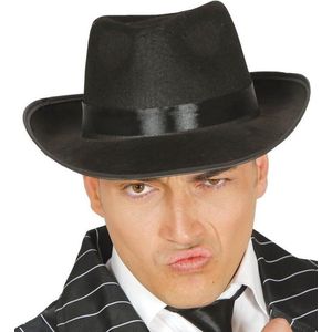 2x stuks zwarte trilby hoed/gleufhoed - Gangster/Maffia thema verkleedkleding voor volwassenen