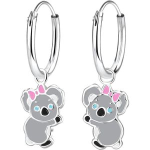 zilveren hangende koala met strik kinderoorbellen | oorbellen Meisje Zilver | Zilverana | Sterling 925 Silver