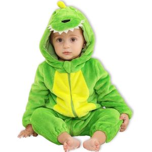 BoefieBoef Dieren Baby Onesie Peuter Pyjama Kinderen 6 maanden tot 2 jaar – Verkleedkleding met Luierrits – Carnaval Dierenpak - Kerst en Kraamcadeau Tip – Flanel - Romper - Boxpak - Jongens - Meisjes - Kruippak - Winterpak - Dinosaurus - Gras Groen