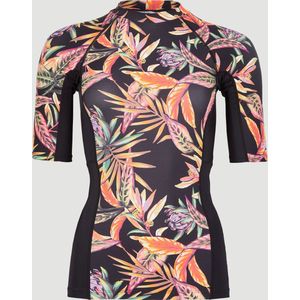 O'Neill - UV-Zwemshirt met korte mouwen voor vrouwen - Anglet - UPF50+ - Black Tropical Flower - maat XS