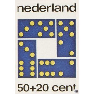 Briefkaart met afbeelding Dominospel postzegel