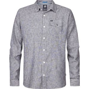 Petrol Industries - Heren Overhemd van linnenmix Seabright - Blauw - Maat XL