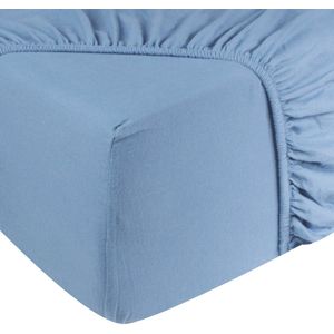 DoubleDry Hoeslaken Flanel 100% Zacht Katoen - Tweepersoons 180x200 cm - Rondom Elastiek - Wolk Blauw