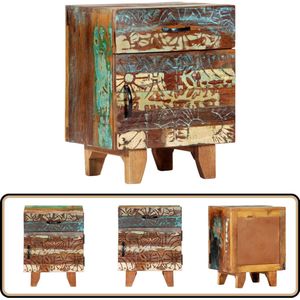 vidaXL Nachtkastje - Handgesneden - 40x30x50 cm - Hout Nachtkastje - Antiek - Industrieel - Massief Hout - Vintage