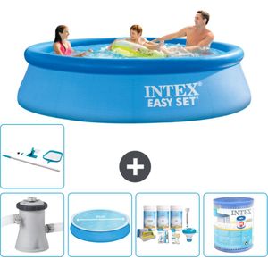 Intex Rond Opblaasbaar Easy Set Zwembad - 305 x 76 cm - Blauw - Inclusief Pomp Solarzeil - Onderhoudspakket - Filter - Schoonmaakset