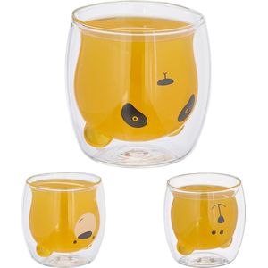 Relaxdays drinkglas beer - set van 3 - dubbelwandig - sapglazen - isolerend - transparant