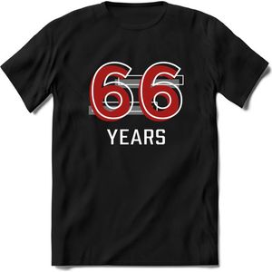 66 Years - Feest kado T-Shirt Heren / Dames - Rood / Grijs - Perfect Verjaardag Cadeau Shirt - grappige Spreuken, Zinnen en Teksten. Maat XXL